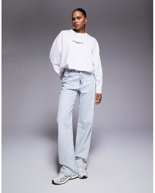 ASOS Gray Weekend Collective Icon Oversized Long Sleeve T-Shirt With Bold Font Back Graphic