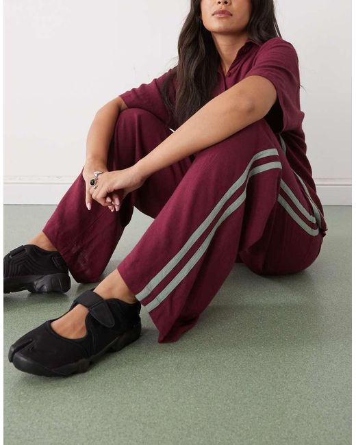 RVCA Red Syd Stripe Cotton Blend Trousers