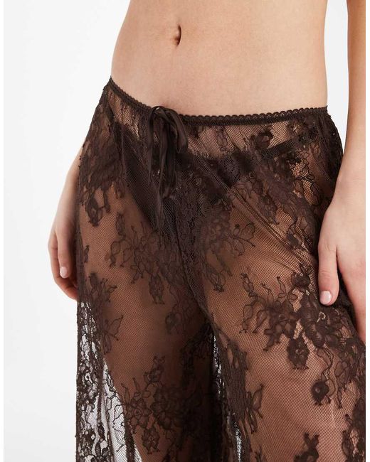 KAT THE LABEL Brown Lottie Lace Pants