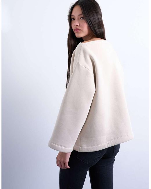 TOPSHOP White Asymmetric Off Shoulder Sweat