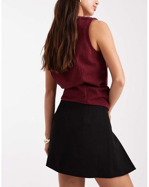 Minifalda Negra De Tablas Con Detalle De Lazada De ONLY de color Red