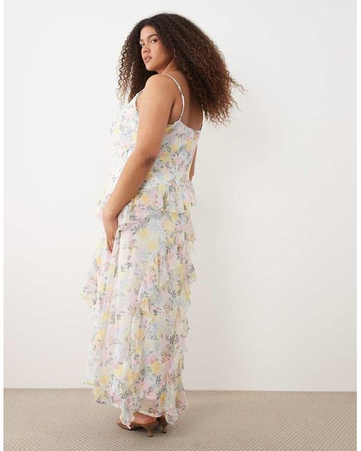 Vero Moda White Smilla Chiffon Cami Ruffle Detail Midi Dress
