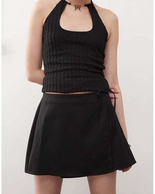 Monki Black Mini Wrap Skirt