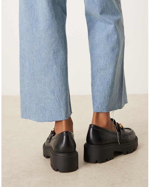 ASOS Black Milan Chunky Chain Detail Loafers