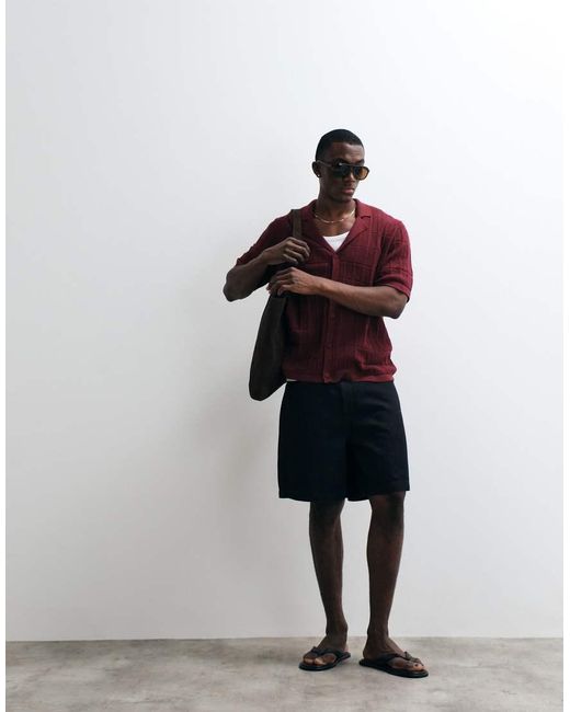ASOS Relaxed Textured Knitted Revere Button Through for men