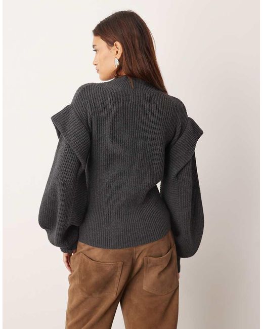ARRANGE Brown Engineered Knit Sculpted Jumper With Shoulder Detail