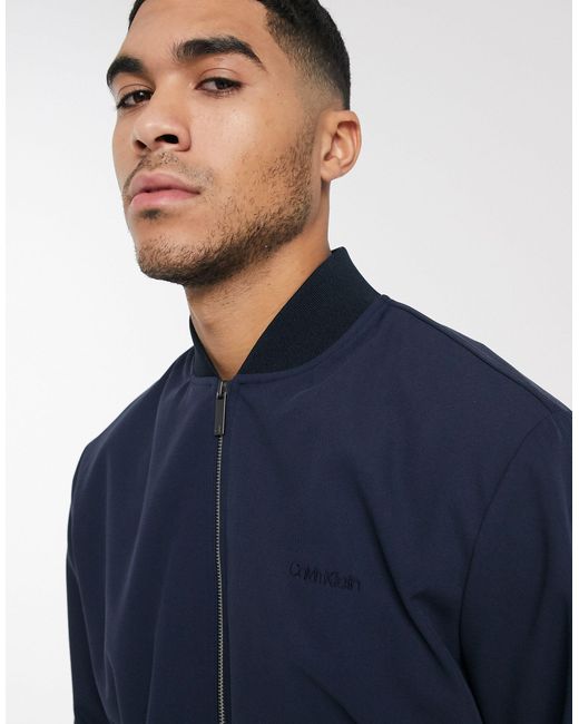 Calvin Klein Twill Bomber Jacket in Blue for Men
