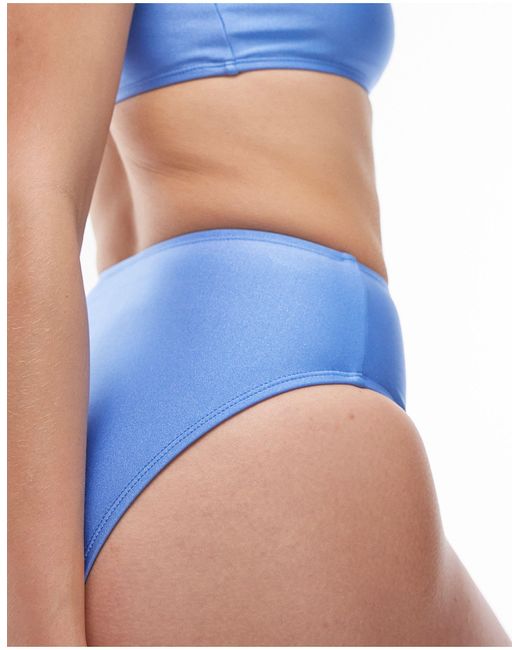 TOPSHOP Blue – glänzende mix-and-match-bikinihose