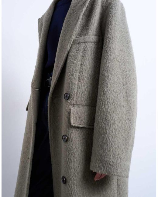 TOPSHOP Black 3 Button Brushed Coat With Wool