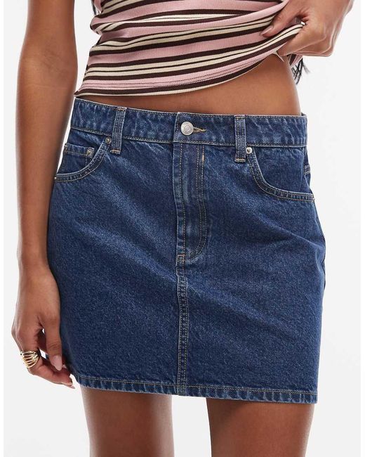 ASOS Blue High Waisted A Line Mini Skirt