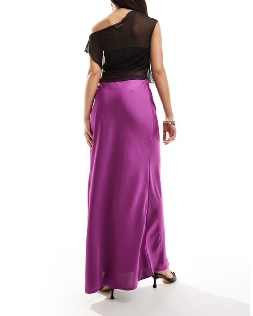 Something New Purple X Centi Nadir Satin Bias Maxi Skirt