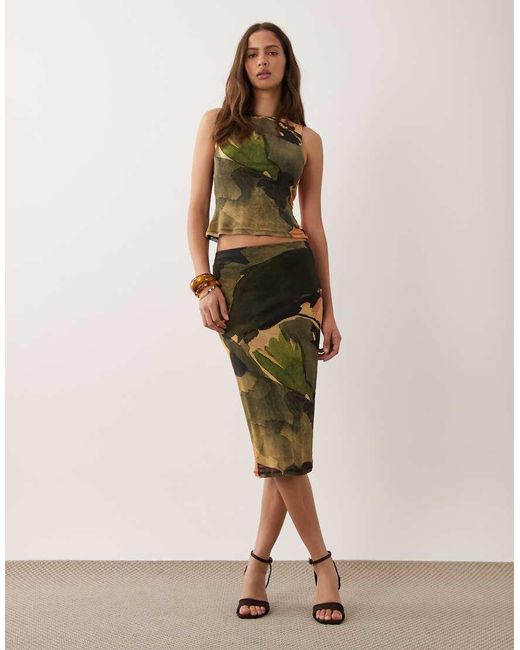 ASOS Green Co-ord Mesh Slash Neck Tank Top