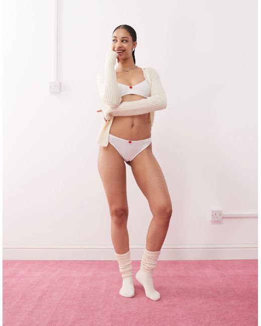 Motel White Yanas Pointelle Frill Trim Soft Bra