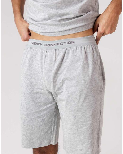 French Connection White Cotton T-Shirt And Shorts Co-Ord Set for men