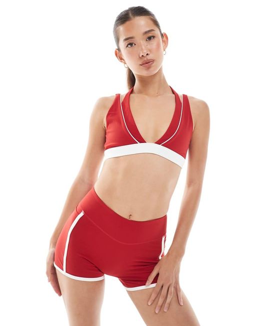 BO+TEE Red Bo+tee Contrast Trim Sports Top