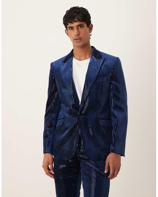 ASOS Blue Slim Suit Jacket for men