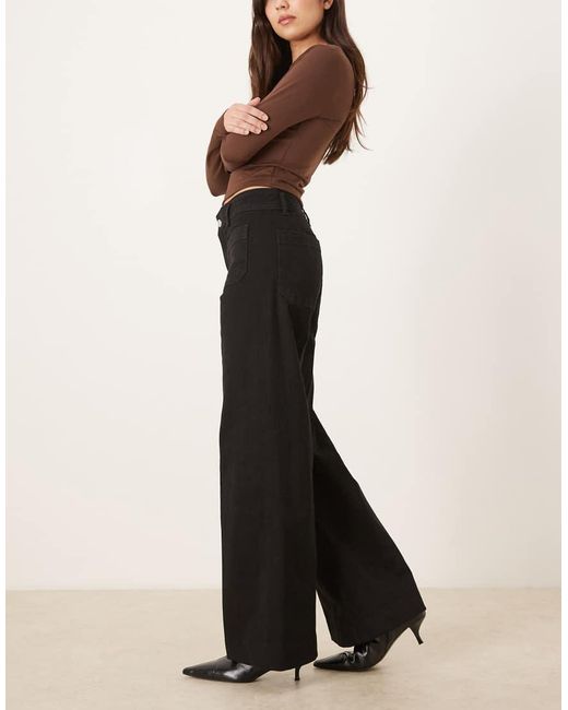 Mango Natural Jessie Cotton Mix Pocket Detail Wide Leg Jean