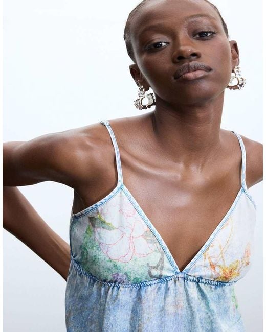 Desigual Blue Maxi Denim Strappy Dress
