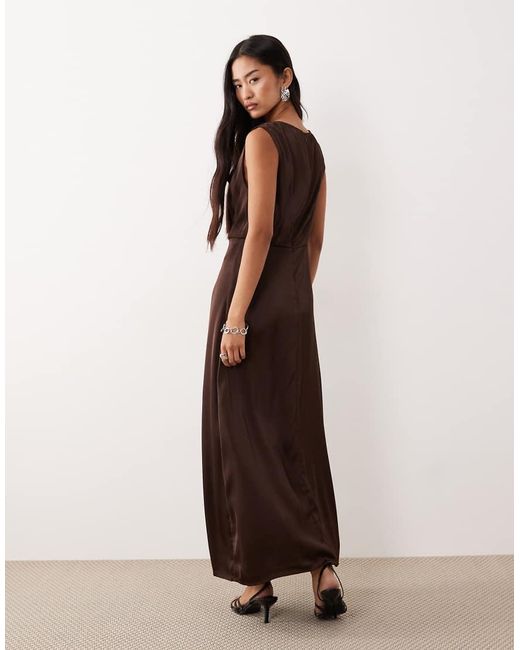 Vila Multicolor Cowl Neck Satin Midi Dress