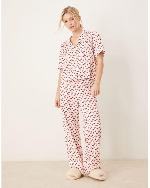 Abercrombie & Fitch Pink Nightwear Button Up Top Co-Ord