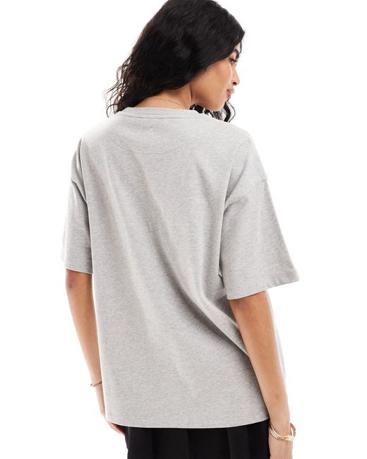 T-shirt oversize grigia con logo soleil ricamato di 4th & Reckless in Gray