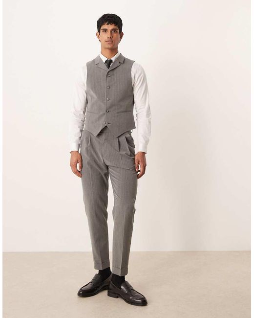 ASOS Gray Pinstripe Slim Waistcoat for men
