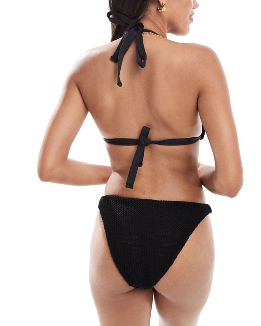 ASOS Black Cara Crochet Florida High Leg Bikini Bottom