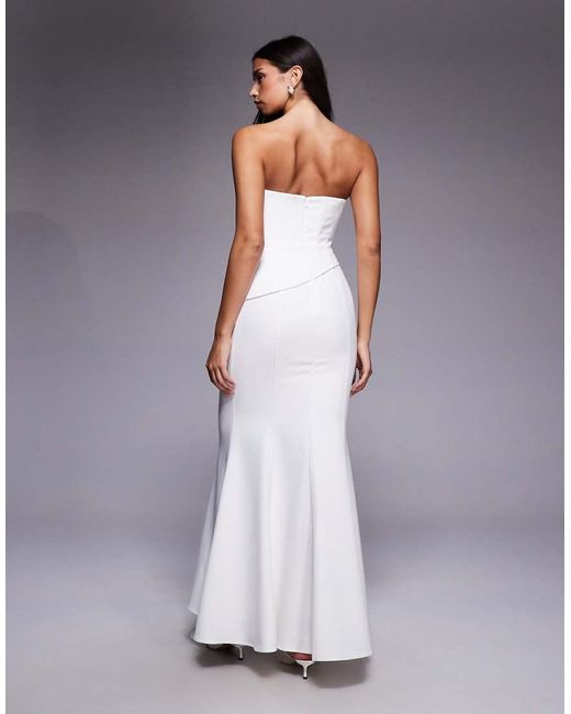 Jarlo Purple Lenny Bridal Strapless Asymmetric Corset Detail Maxi Dress