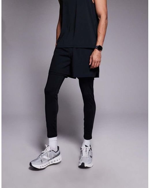 4505 Gray Reflective Quick Dry Base Layer Running Tights With Energy Gel Pocket for men