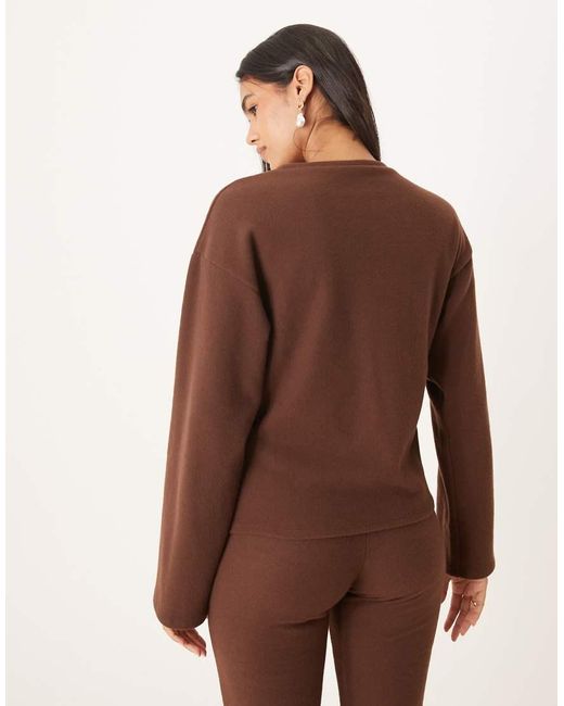 ASOS Brown Supersoft Ruched Detail Long Sleeve Top Co-ord