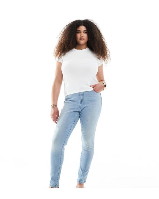 Vaqueros De Talle Alto Y Corte Pitillo Con Lavado Azul Claro Phia De Vero Moda de color Blue
