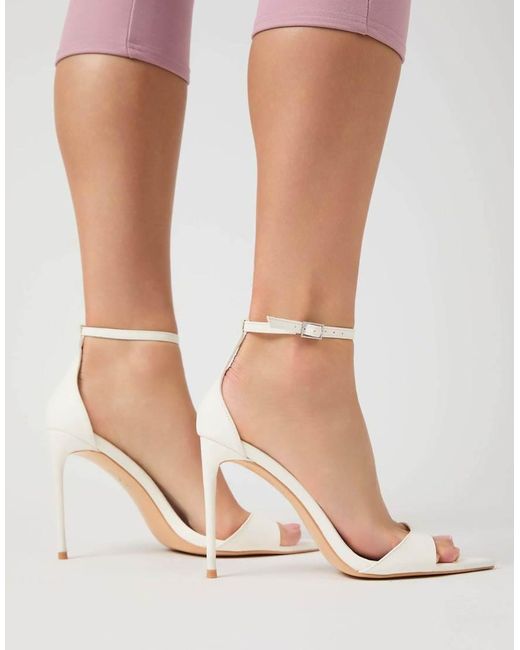 Public Desire White Kelisa Pu Pointed Toe Barely There Stiletto High Heels