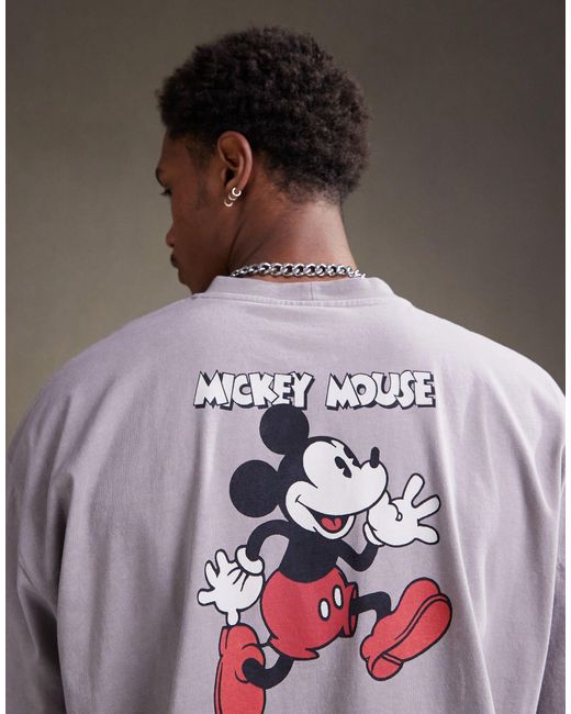 T-shirt unisexe oversize avec imprimé mickey mouse - marron ASOS en coloris Gray