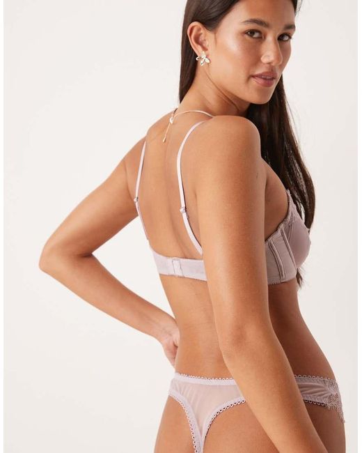 KAT THE LABEL Natural Sorrento Satin Lace Thong