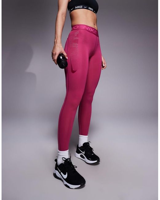 Nike Pink Nike Pro Training 365 Mid Rise leggings