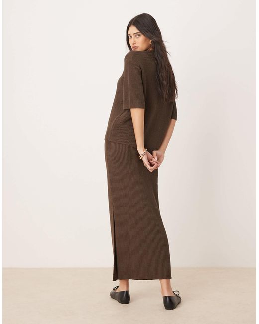 Jupe d'ensemble longueur mollet en maille bouclée - chocolat ASOS en coloris Natural