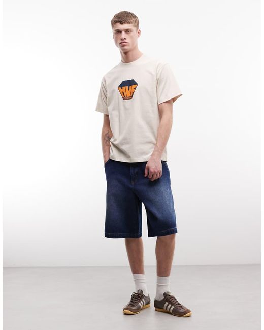 Huf White Big Block Logo Print T-Shirt for men