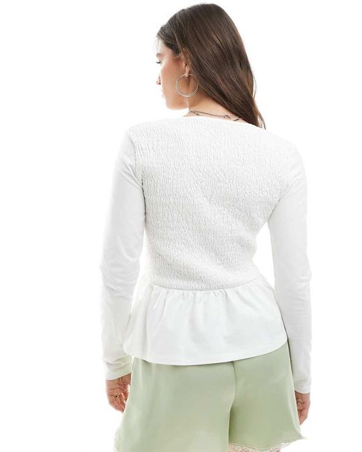 Miss Selfridge Gesmokte Jersey Top Met Peplum in het White