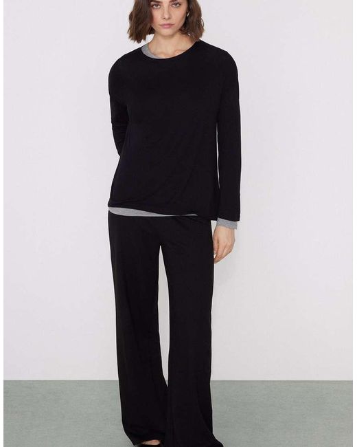 Tezenis Blue Long Sleeve Oversized Viscose Top