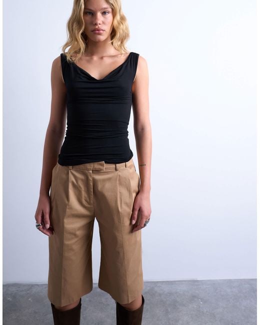 TOPSHOP Black Cowl Neck Tank Top