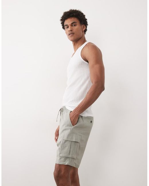 Threadbare Gray Pull On Shorts With Cargo Pockets for men