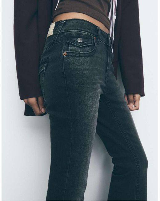 Stradivarius White D04 Low Rise Flared Jeans