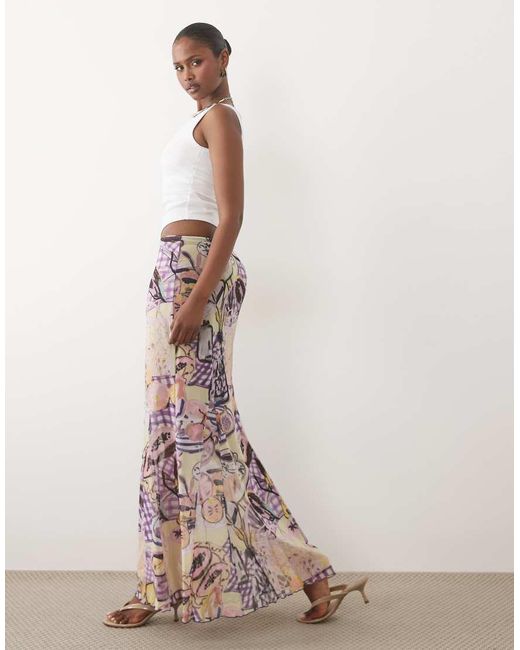 ASOS Multicolor Co-ord Printed Mesh Maxi Skirt