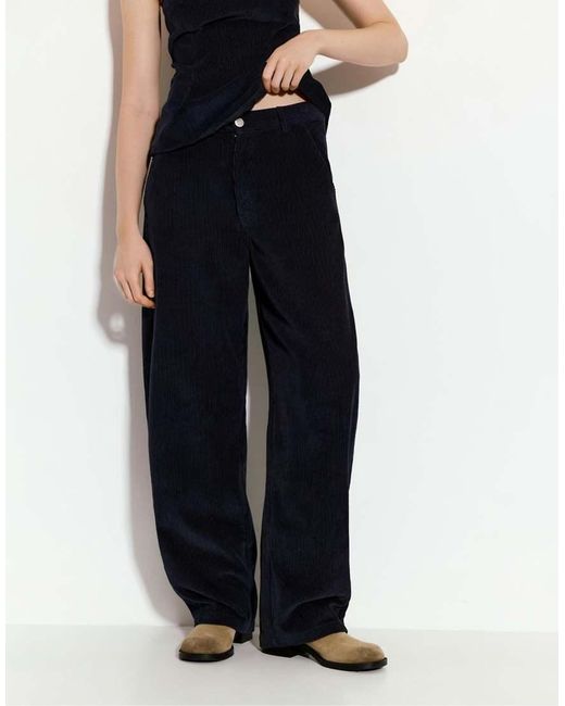 Pull&Bear Blue Balloon Fit Corduroy Trousers