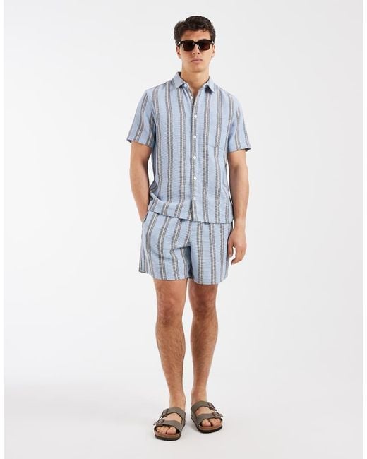 ASOS White Regular Fit Textured Stripe Shirt for men