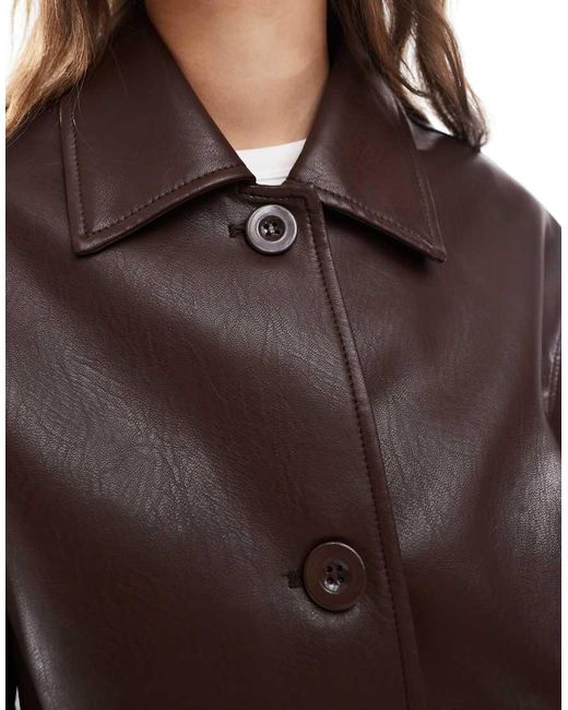 ASOS Brown Leather Look Harrington Jacket