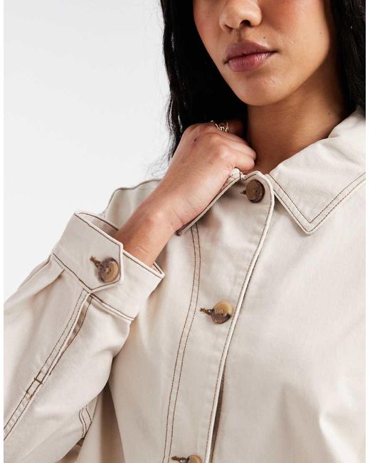 ASOS Natural Oversized Cotton Harrington Jacket