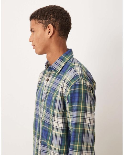 Abercrombie & Fitch – langärmliges flanellhemd in Blue für Herren