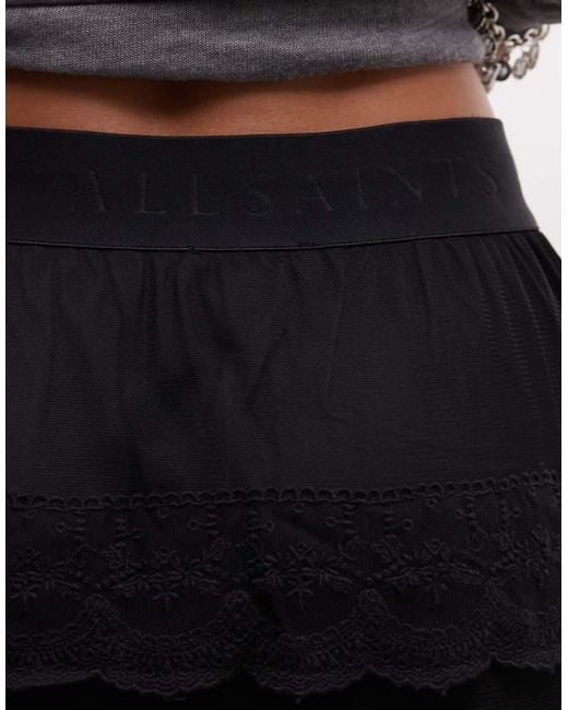 AllSaints White maggie Ruffle Lace Midi Skirt