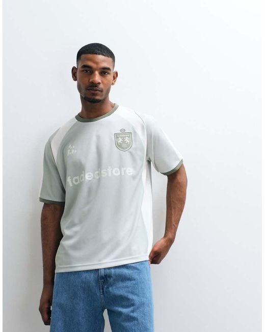 Faded Store Blue Logo Football Jersey With Panel Detail for men